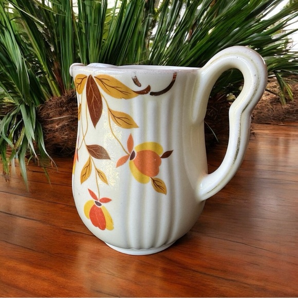 Vintage Hall’s Superior Creamer & Custard Cups Set – Autumn Floral Pattern 3 Pc - Picture 6 of 14